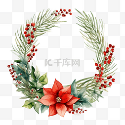 圣诞花环水彩插图