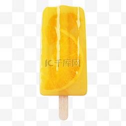冰棍水果图片_夏季冰棍3d渲染黄色