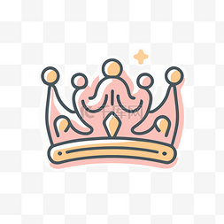 米色背景上排列的粉色皇冠的插图