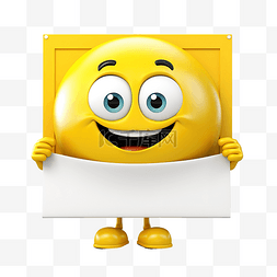 黄色台球吉祥物持有空白白色横幅