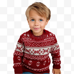 小孩趴在云上图片_穿着红色圣诞毛衣的小孩在圣诞屋