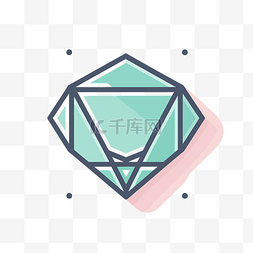 钻石背景绿色图片_绿色和粉色钻石的图标 向量
