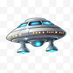 ufo 外星飞船着陆孤立卡通插画风