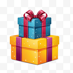 正方形礼品盒图片_彩色礼品盒，带有蝴蝶结插图