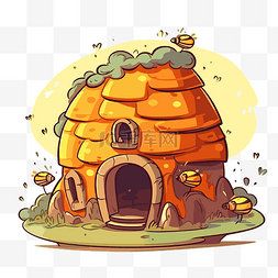 蜂窝图形图片_蜂箱剪贴画卡通蜜蜂蜂巢房子设计
