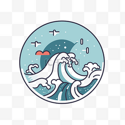 日本海浪矢量设计插画