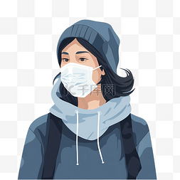 污染图片_戴着面具的病人插画以简约风格