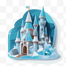 白色背景上的 3d 冰冻城堡 库存插