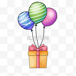 节日礼品彩带图片_礼物盒卡通彩色节日礼物气球
