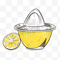 水果半个图片_涂鸦半个柠檬和挤压器塑料柑橘榨