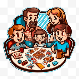 纸牌设计元素图片_家庭玩游戏家庭纸牌游戏插图剪贴