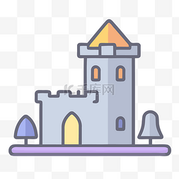 带格子和房屋的小城堡图标 向量
