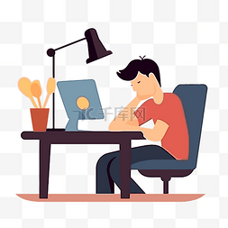 屏幕时间图片_加班剪贴画男子坐在电脑屏幕前处