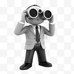 人看望远镜图片_3d 商人角色使用双筒望远镜