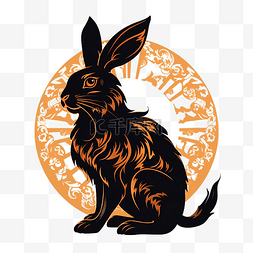 兔子的剪影构成复活节和四足动物