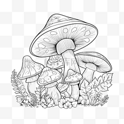 创意线描图片_zentangle 风格的蘑菇和蜗牛黑白轮