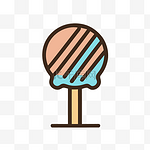 有纹理的冰淇淋棒棒糖标志，上面有蓝色条纹线 向量