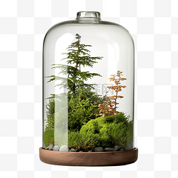 玻璃瓶植物图片_玻璃瓶钟罩克洛什玻璃容器png