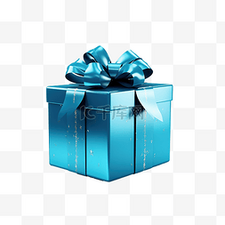 带丝带生成ai的蓝色装饰礼品盒
