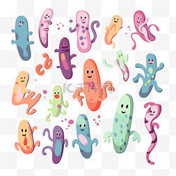 卡通细菌人物染色体剪贴画集 向