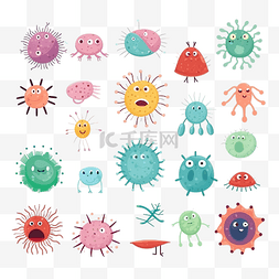 医疗文化图片_扁平病毒病菌和细菌微生物类型和