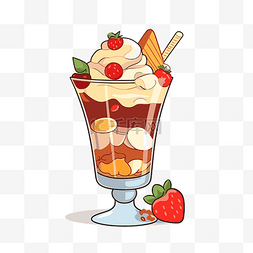 冻糕剪贴画草莓和奶油冰淇淋圣代
