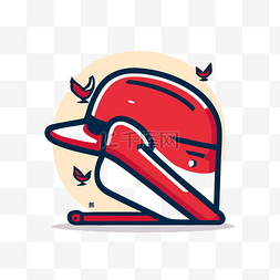 红直线图片_这个插图是一顶棒球帽，上面有鸟
