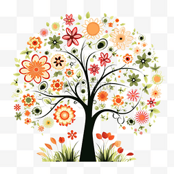 裂痕图片_树和花的插图