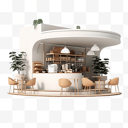 3d 最小咖啡店 3d 渲染图