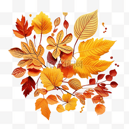 创意秋季感恩节组合与装饰树叶