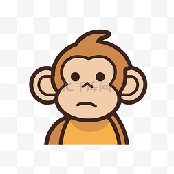 作为卡通图片_悲伤的猴子穿着一件黄色衬衫作为