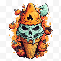 halloween ice cream cone with candy balloon 