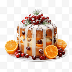 传统圣诞蛋糕节日糕点，配有水果