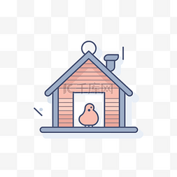 一座小房子的扁平图标，里面有一