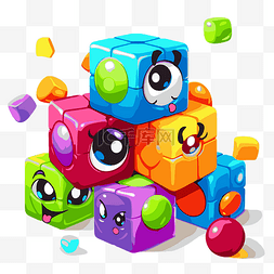 连接立方体剪贴画一堆彩色立方体