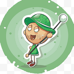 高尔夫卡通图片_绿色的卡通高尔夫球手 向量