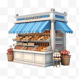 面包店杂货 3d 插图