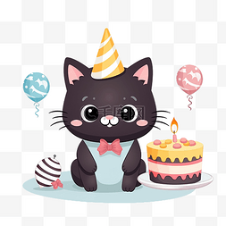 生日快乐猫与蛋糕