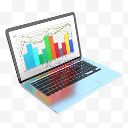 3D 笔记本电脑与图表和图形分析业