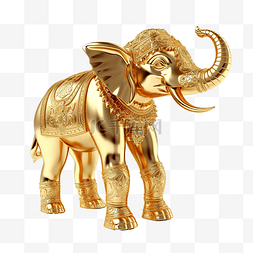 金色路图片_金色大象雕像与剪切路径