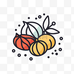 水果和叶子图片_色彩缤纷的食品标志与色彩缤纷的