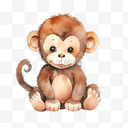 非洲猴子图片_水彩可爱的猴子