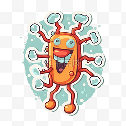 抗體图片_卡通卡通人物和蓝色背景上的细菌