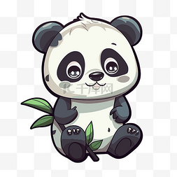 矢量的竹子图片_可爱的熊猫熊坐着拿着竹子孤立的