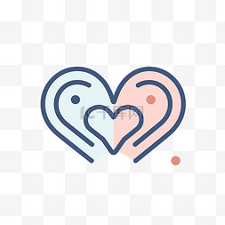 两颗心，形状为蓝色和粉色的心 