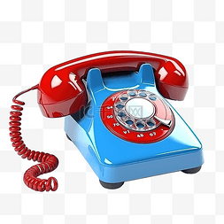 3d 渲染蓝色电话与隔离的红色箭头