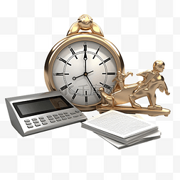 时间概念手表图片_信贷和贷款对象时间图3d