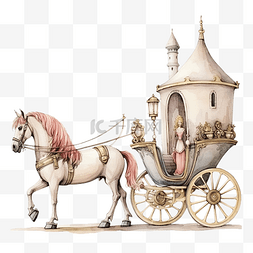 公主粉图片_童话般的马车和马