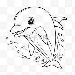 海豚線图片_可爱的海豚可打印着色页轮廓素描
