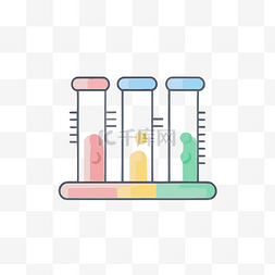 矢量彩色试管素材图片_带有三个彩色管的科学图标 向量
